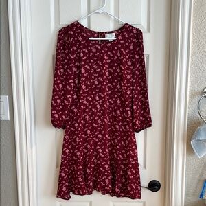 Francesca’s Jun &Ivy Burgundy Floral Dress New With Tags